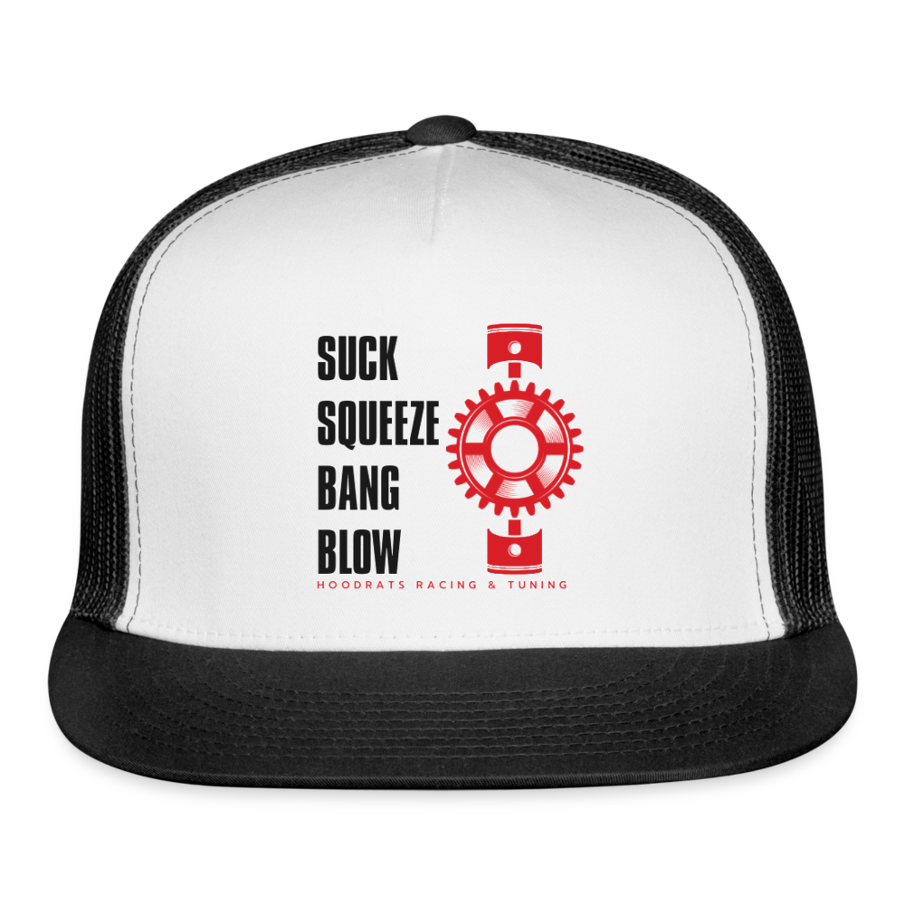 Engine Phrase Trucker Cap - white/black